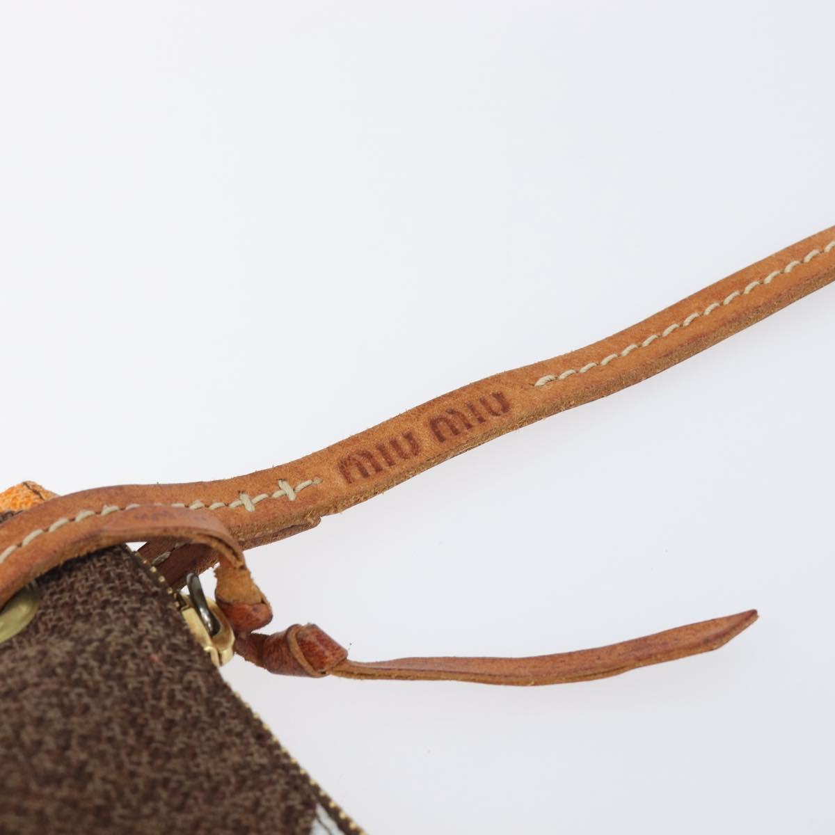 Miu Miu Shoulder Bag Canvas Brown Gold Auth 197448A