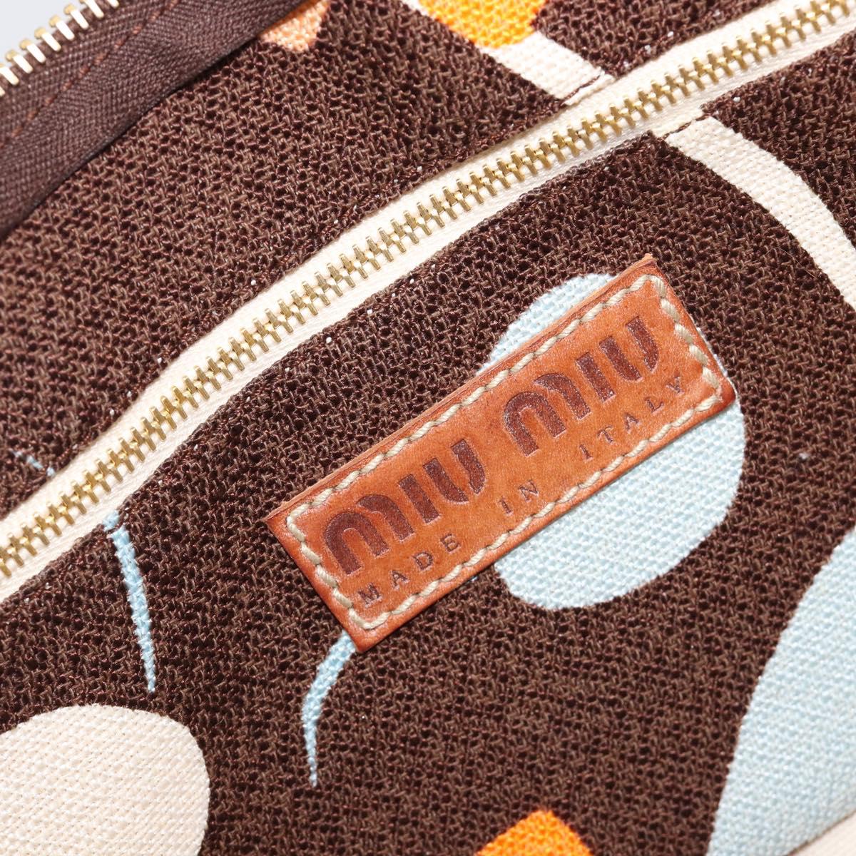 Miu Miu Shoulder Bag Canvas Brown Gold Auth 197448A