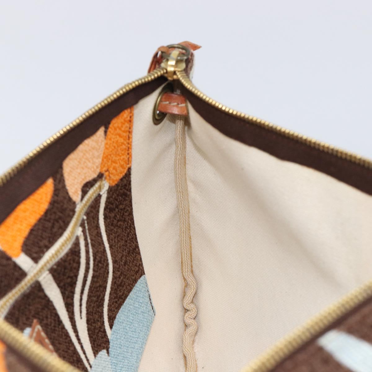Miu Miu Shoulder Bag Canvas Brown Gold Auth 197448A