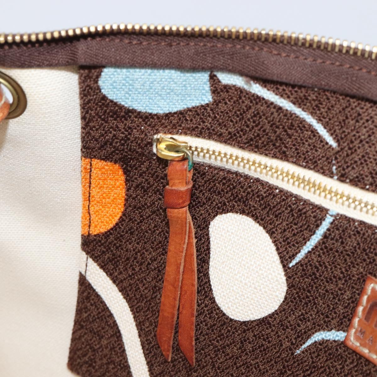 Miu Miu Shoulder Bag Canvas Brown Gold Auth 197448A