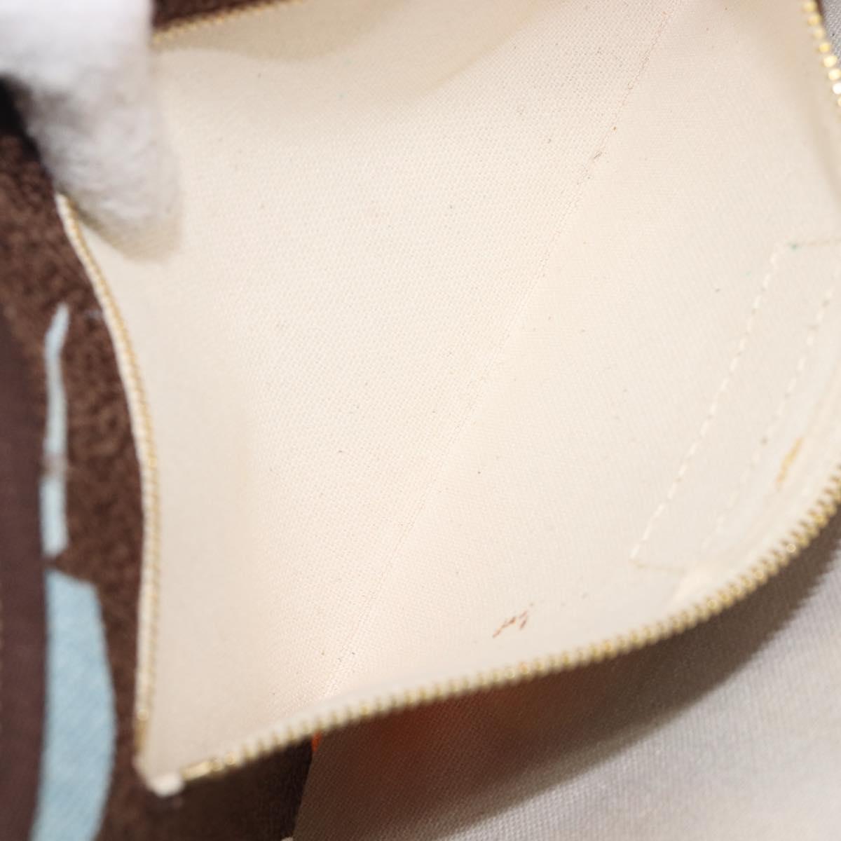 Miu Miu Shoulder Bag Canvas Brown Gold Auth 197448A