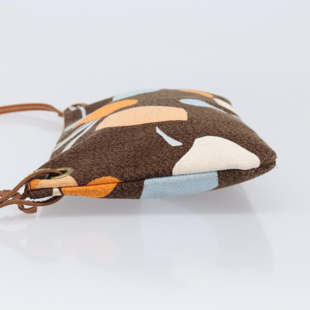 Miu Miu Shoulder Bag Canvas Brown Gold Auth 197448A