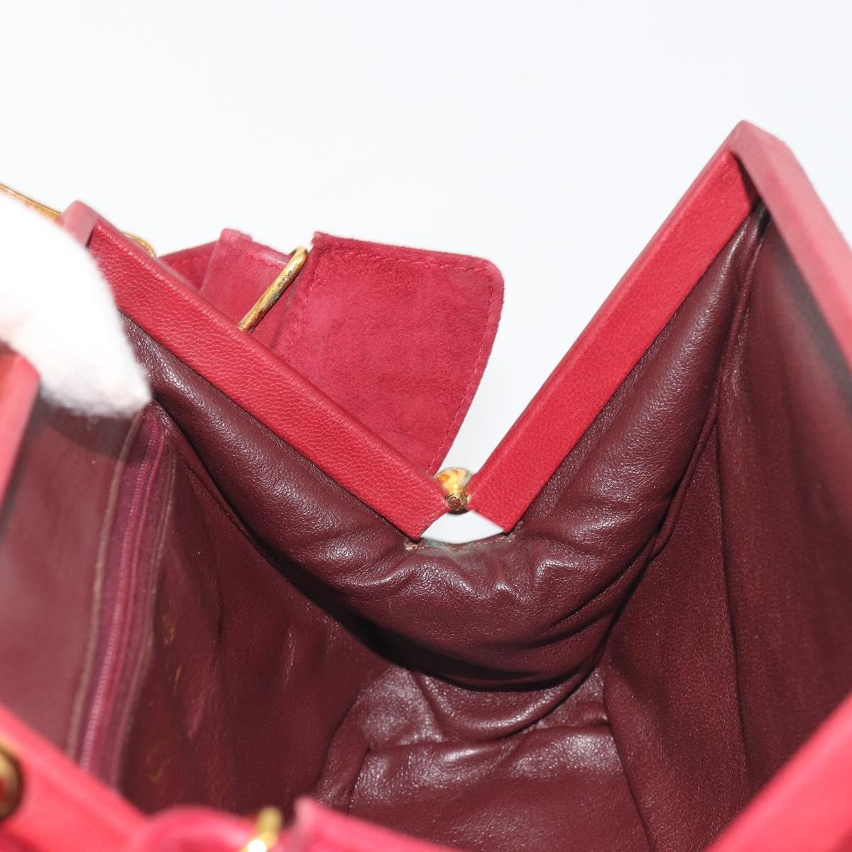 CHANEL Matelasse Hand Bag Suede Red Gold CC Auth 197450A