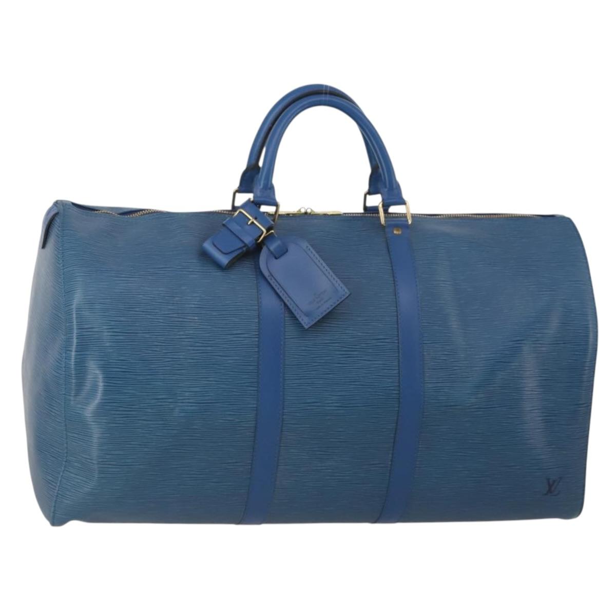 LOUIS VUITTON Epi Keepall 50 Boston Bag Blue M42965 LV Auth 197451A