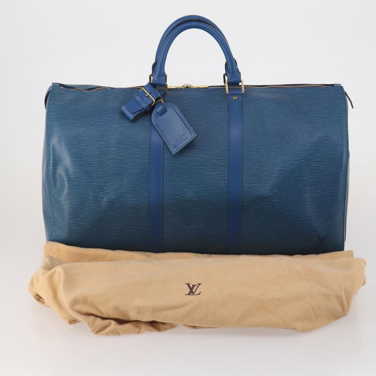 LOUIS VUITTON Epi Keepall 50 Boston Bag Blue M42965 LV Auth 197451A