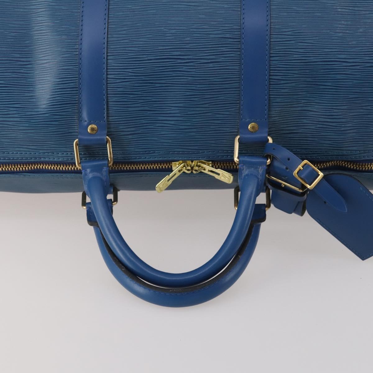 LOUIS VUITTON Epi Keepall 50 Boston Bag Blue M42965 LV Auth 197451A