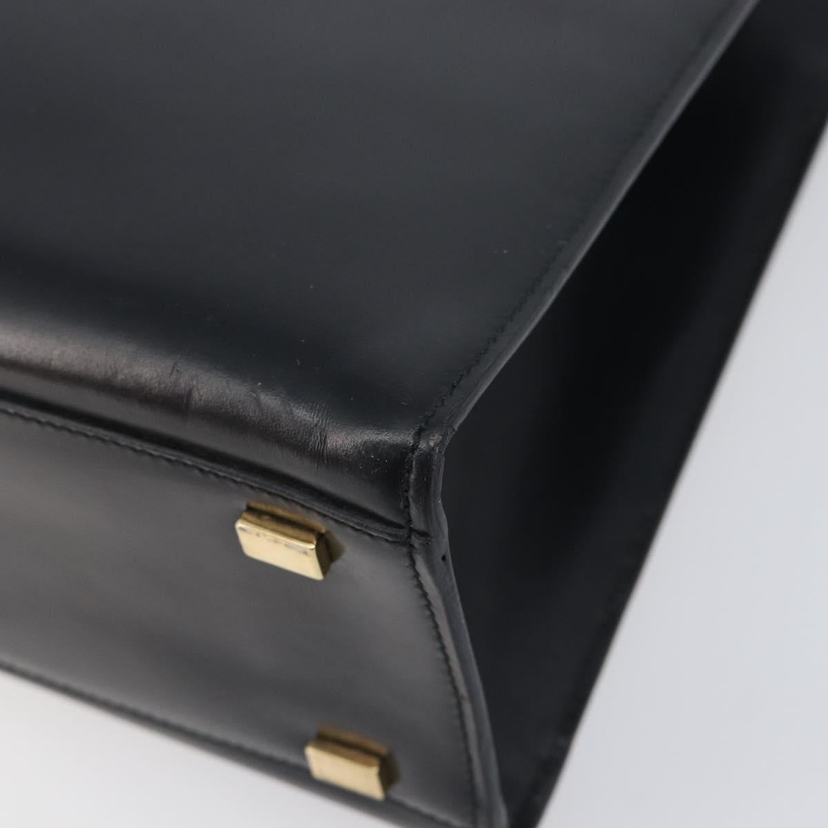 CELINE Hand Bag Leather 2way Black Gold Auth 197456A
