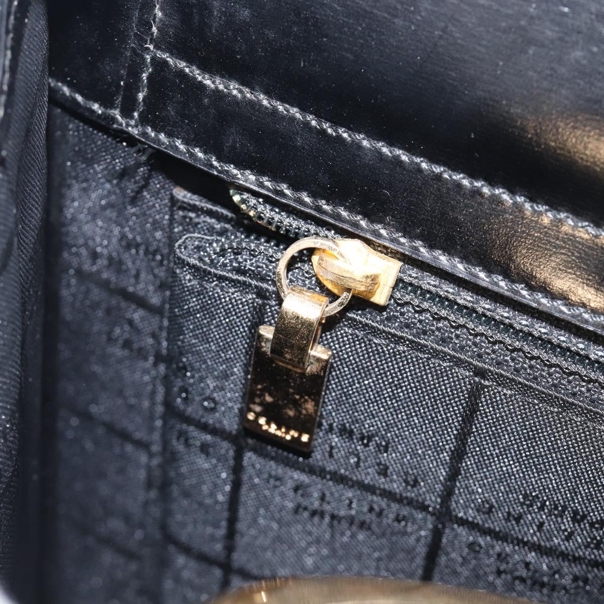 CELINE Hand Bag Leather 2way Black Gold Auth 197456A