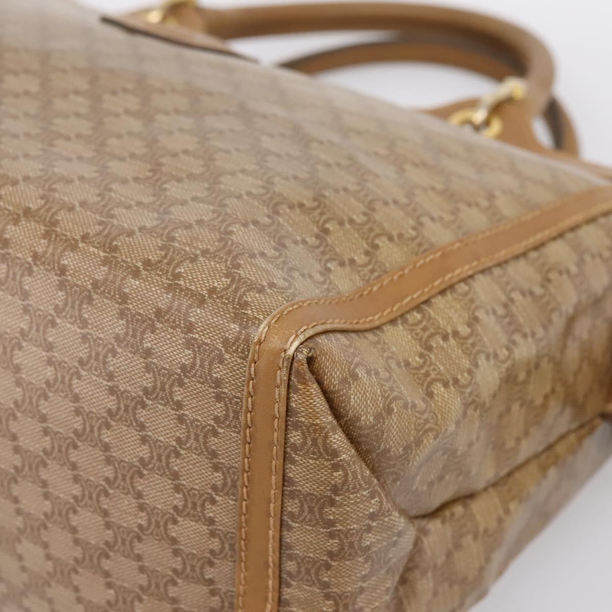 CELINE Macadam Canvas Hand Bag PVC Beige Gold Auth 197461
