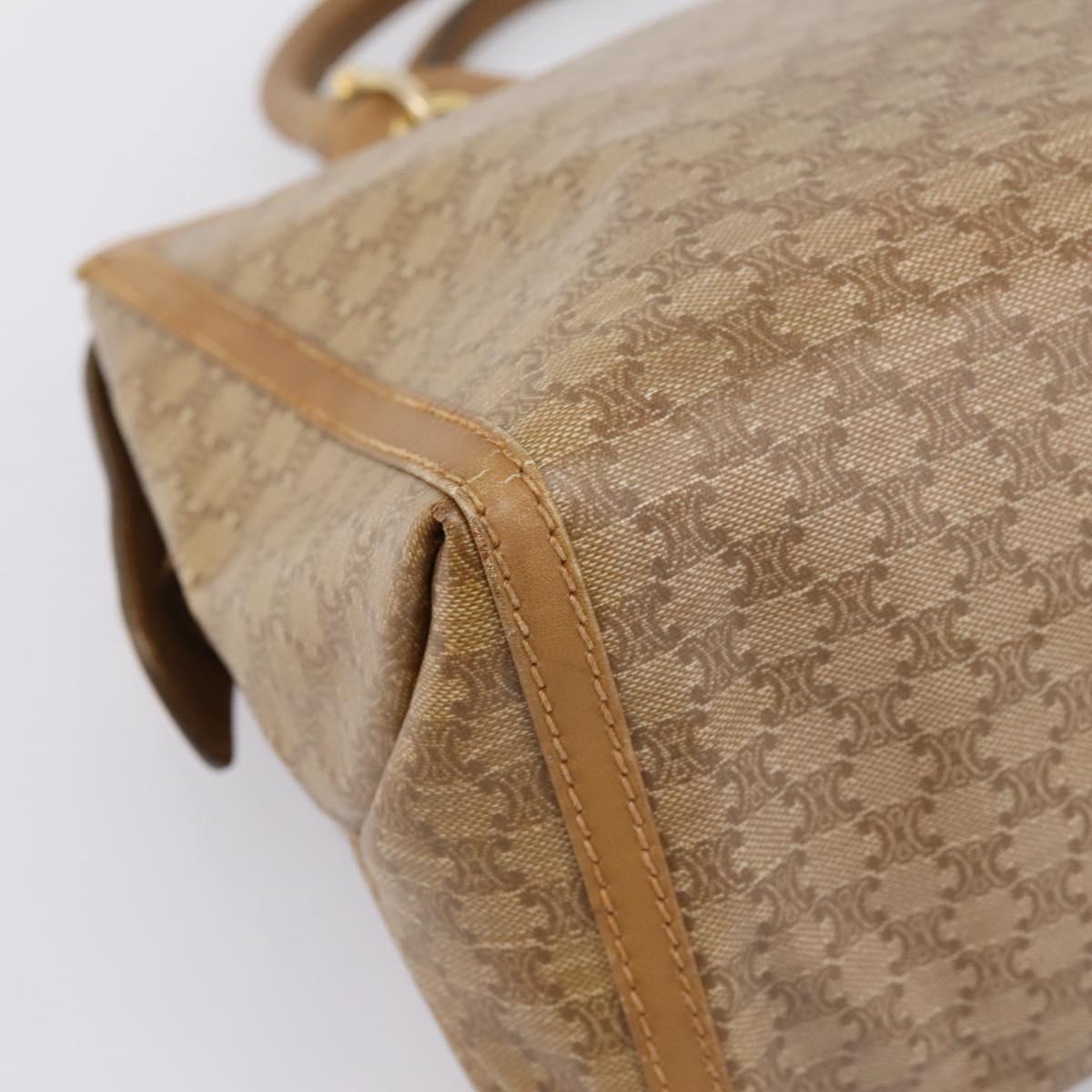 CELINE Macadam Canvas Hand Bag PVC Beige Gold Auth 197461