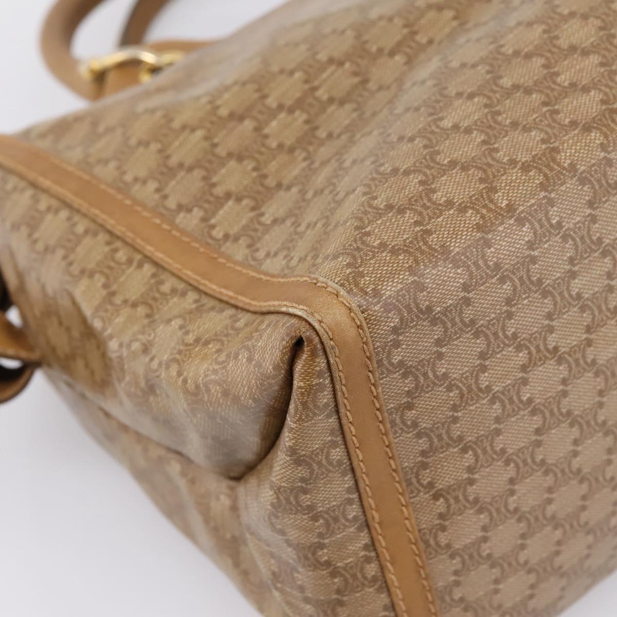 CELINE Macadam Canvas Hand Bag PVC Beige Gold Auth 197461