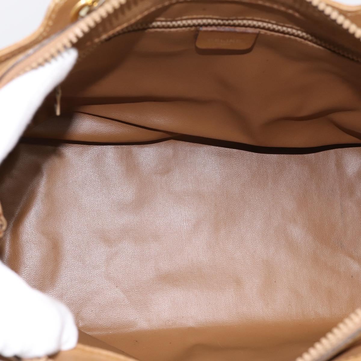 CELINE Macadam Canvas Hand Bag PVC Beige Gold Auth 197461