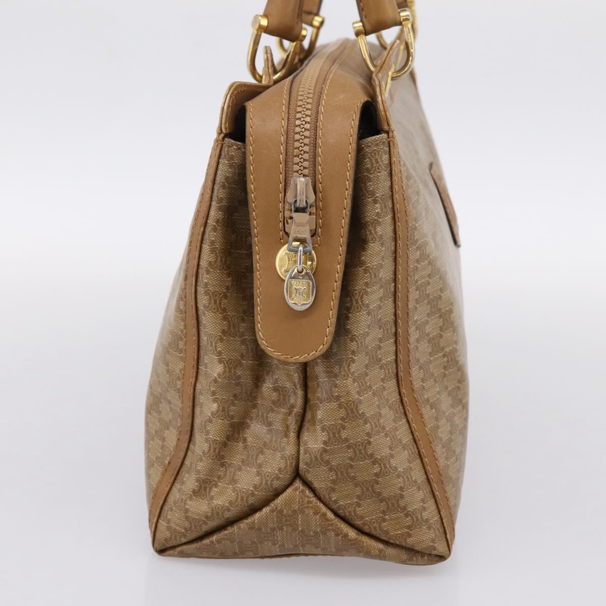 CELINE Macadam Canvas Hand Bag PVC Beige Gold Auth 197461