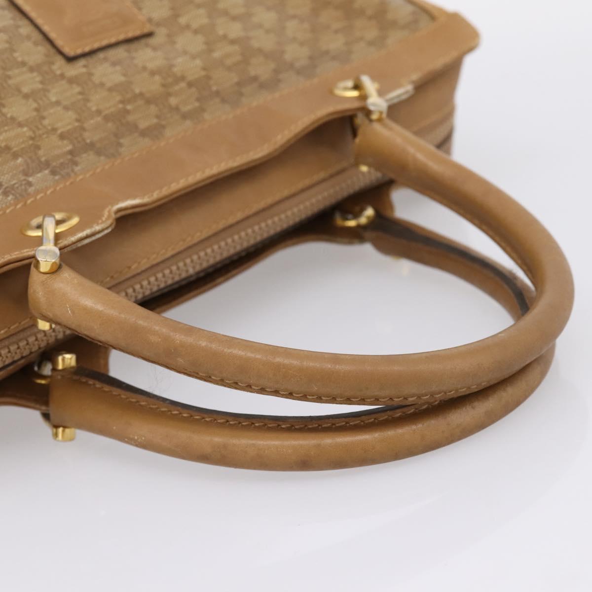 CELINE Macadam Canvas Hand Bag PVC Beige Gold Auth 197461