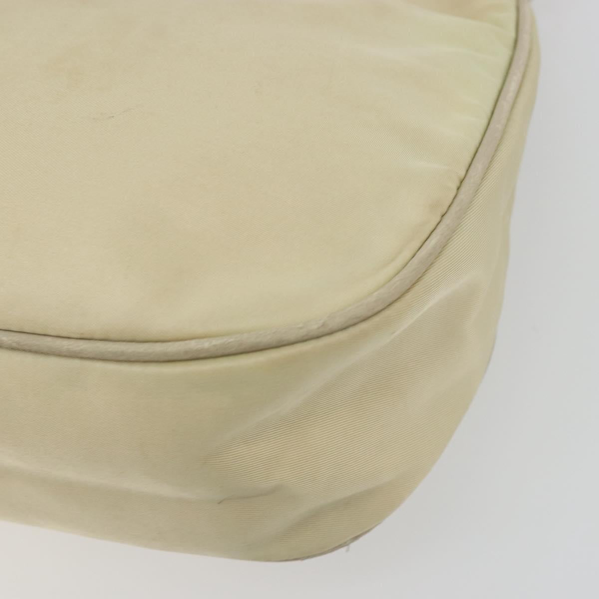 PRADA Shoulder Bag Nylon Ivory Gold Auth 197466A