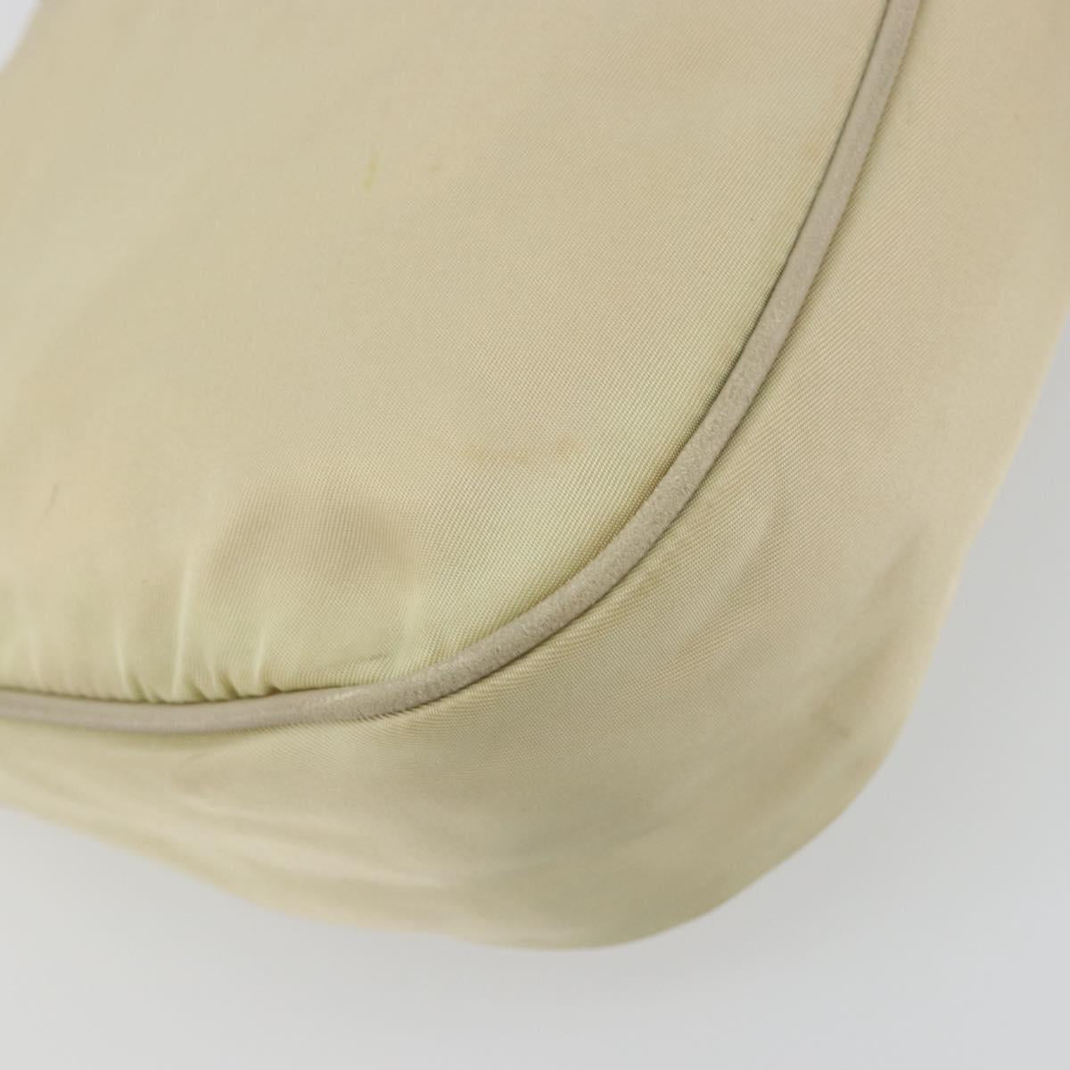 PRADA Shoulder Bag Nylon Ivory Gold Auth 197466A