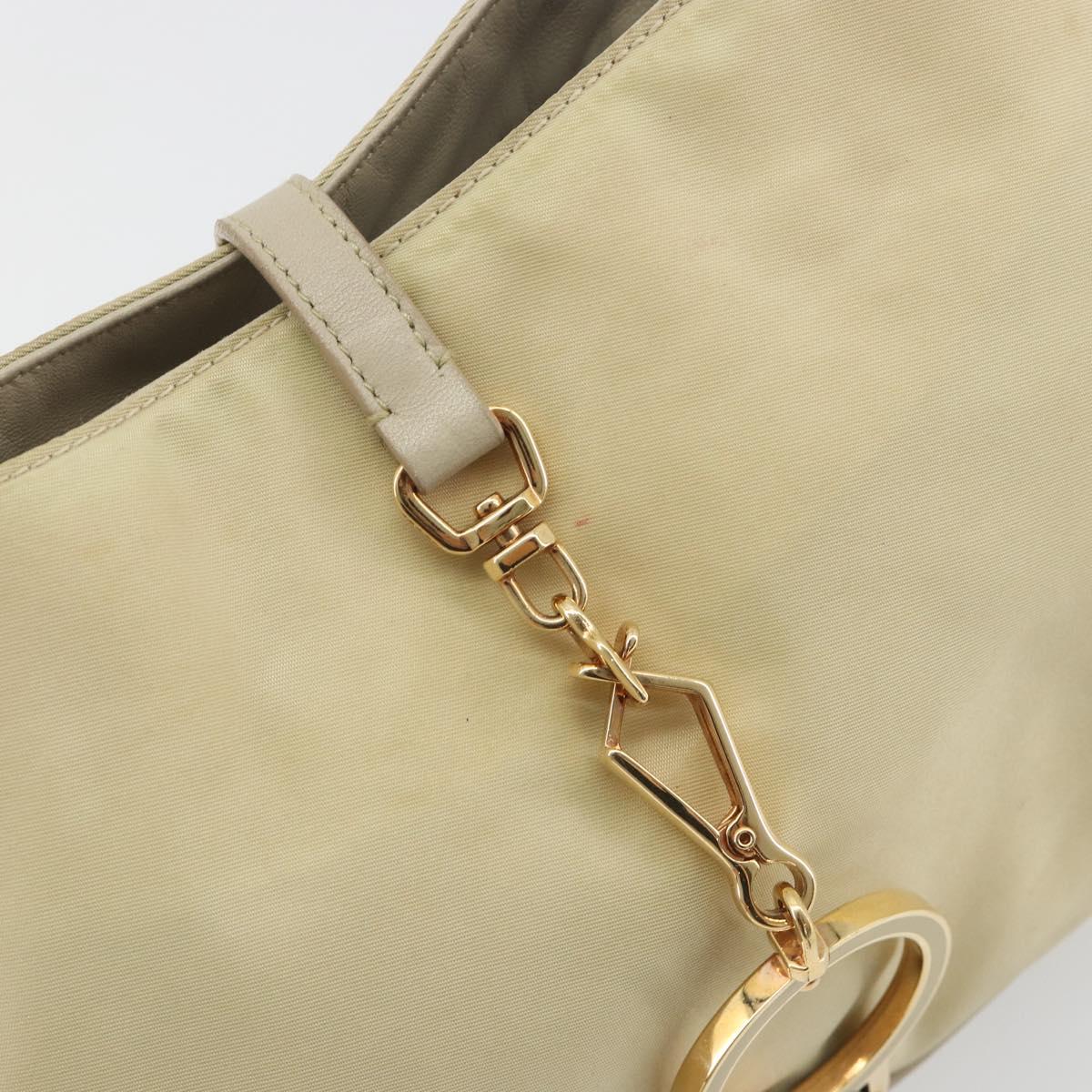 PRADA Shoulder Bag Nylon Ivory Gold Auth 197466A