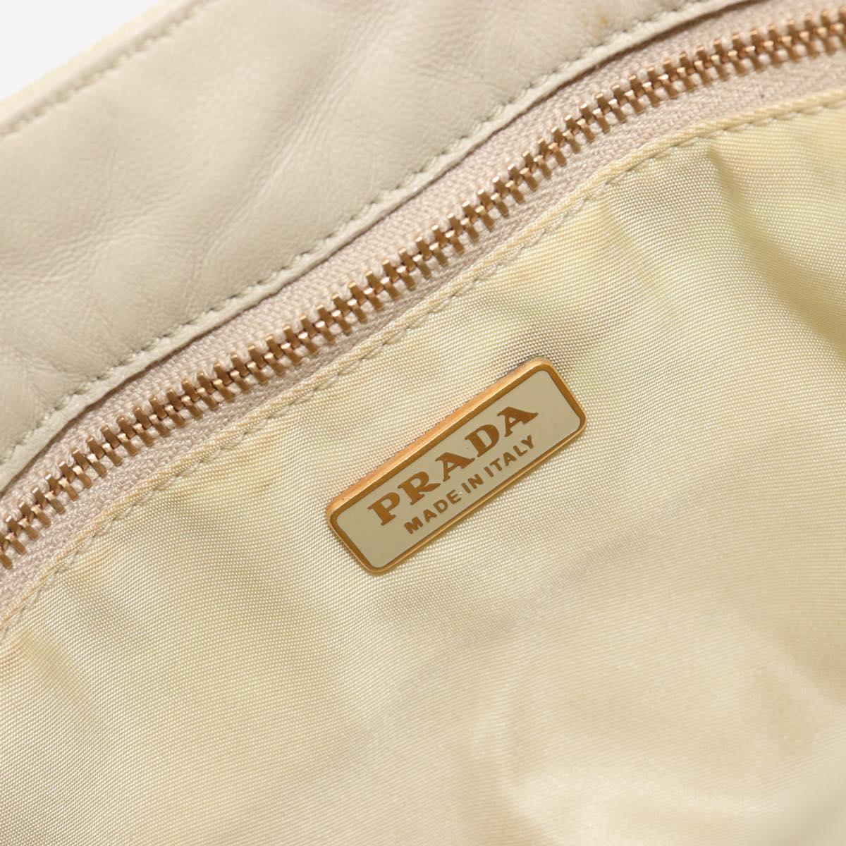 PRADA Shoulder Bag Nylon Ivory Gold Auth 197466A