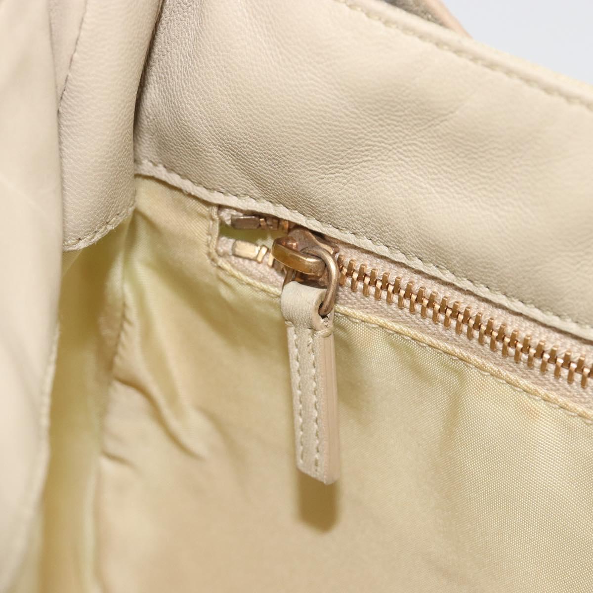 PRADA Shoulder Bag Nylon Ivory Gold Auth 197466A