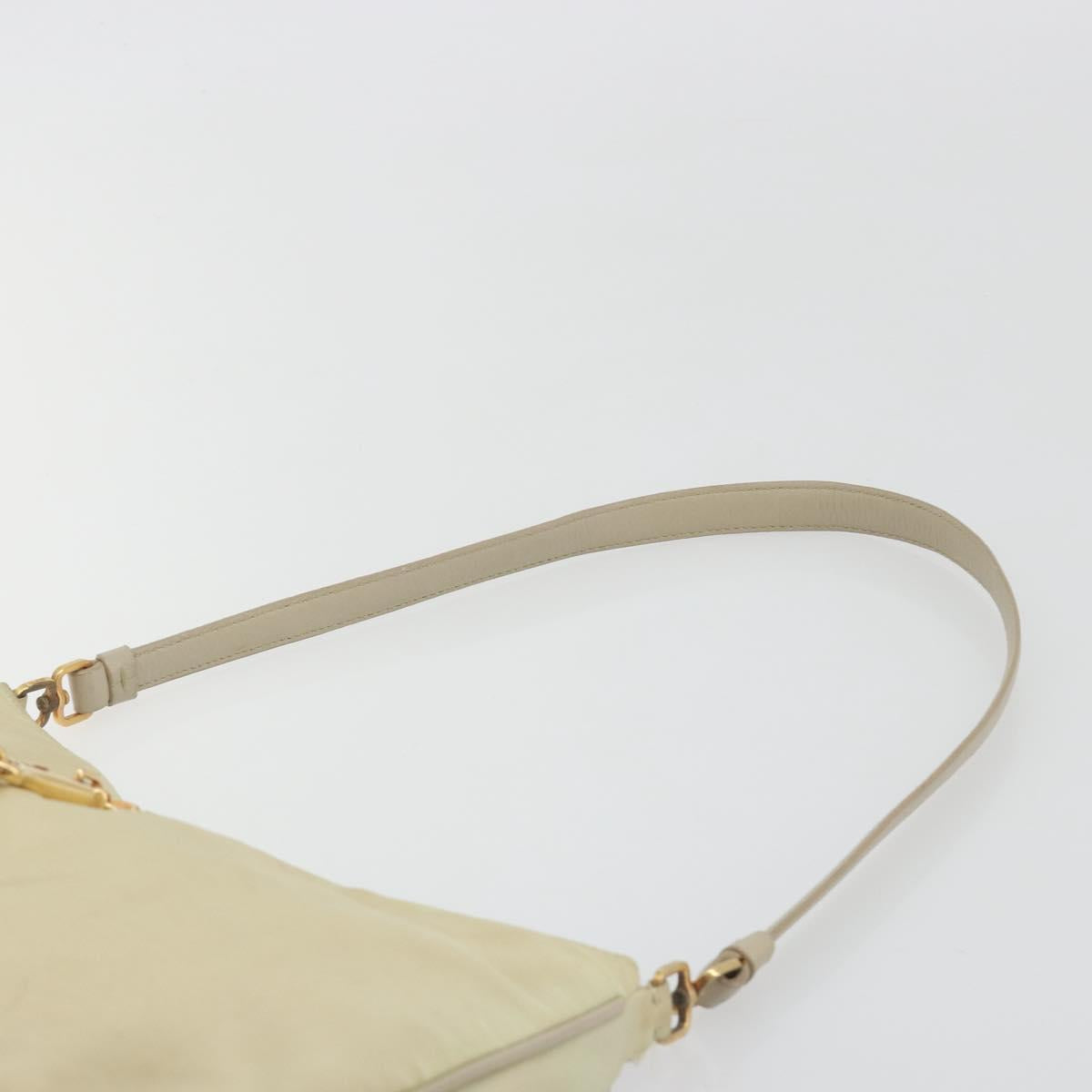 PRADA Shoulder Bag Nylon Ivory Gold Auth 197466A