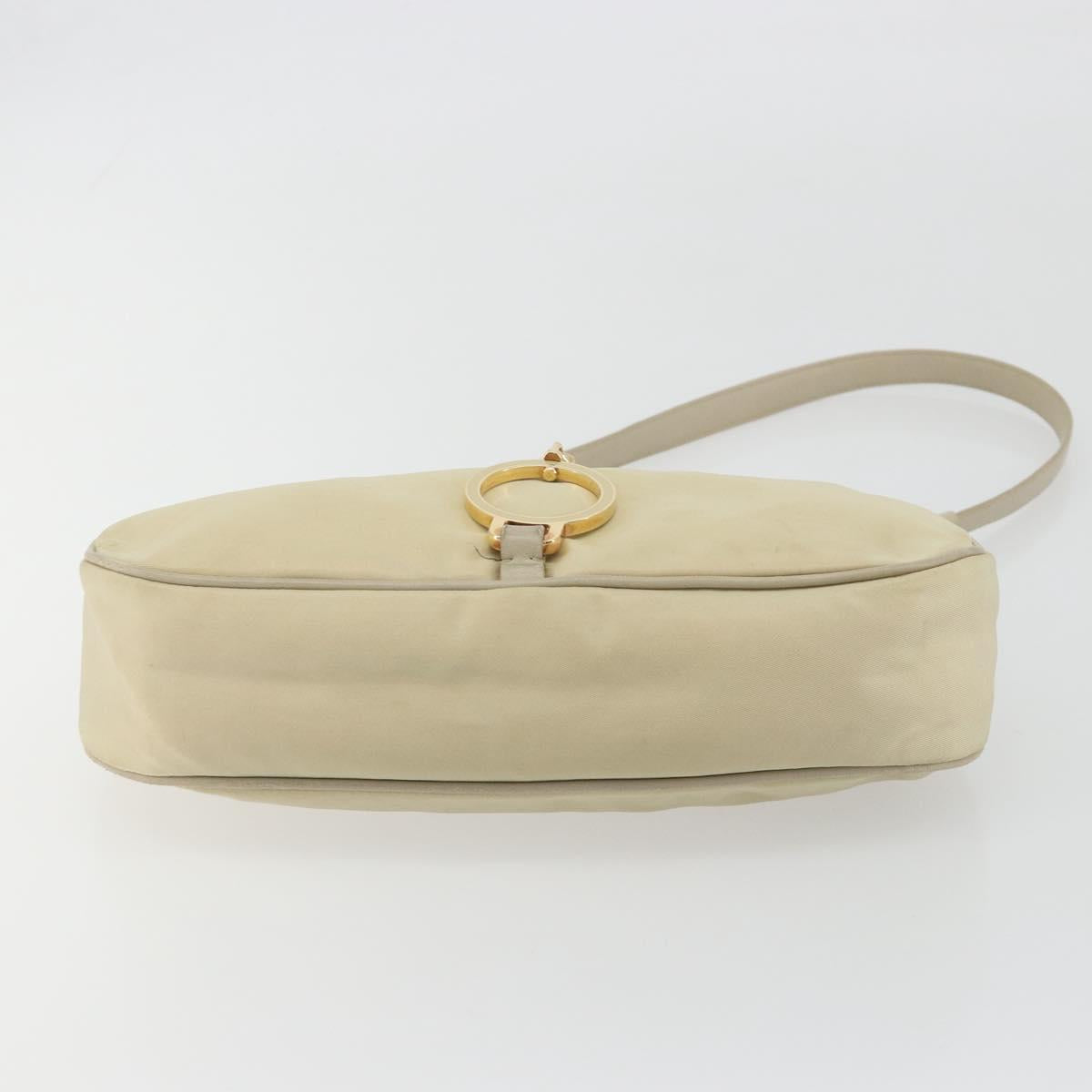 PRADA Shoulder Bag Nylon Ivory Gold Auth 197466A