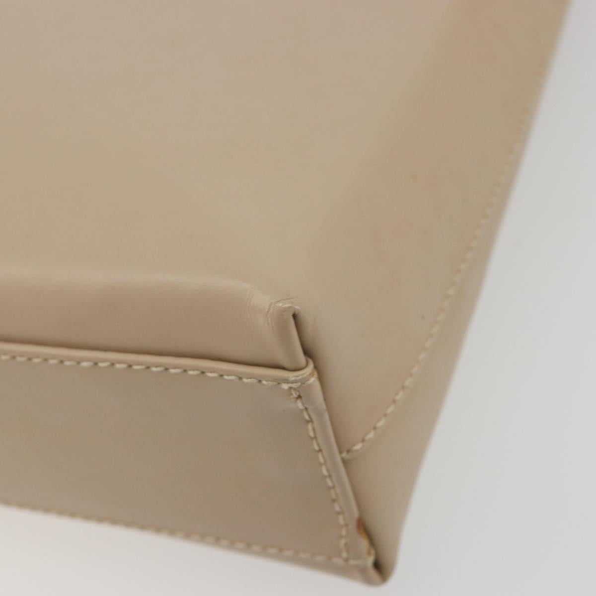 Salvatore Ferragamo Gancini Shoulder Bag Leather Beige Gold Auth 197467