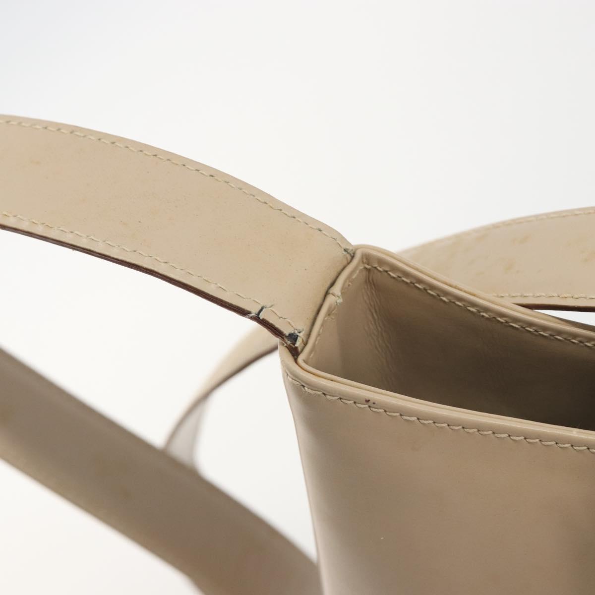 Salvatore Ferragamo Gancini Shoulder Bag Leather Beige Gold Auth 197467