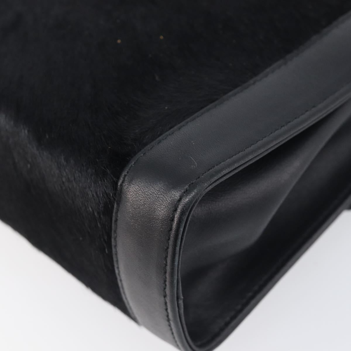 Salvatore Ferragamo Gancini Shoulder Bag Harako leather Black Gold Auth 197468A