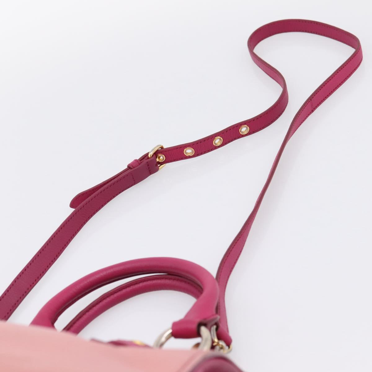 Miu Miu Hand Bag Leather 2way Pink Gold Auth 197469A