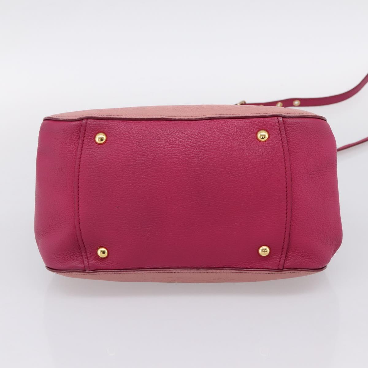 Miu Miu Hand Bag Leather 2way Pink Gold Auth 197469A