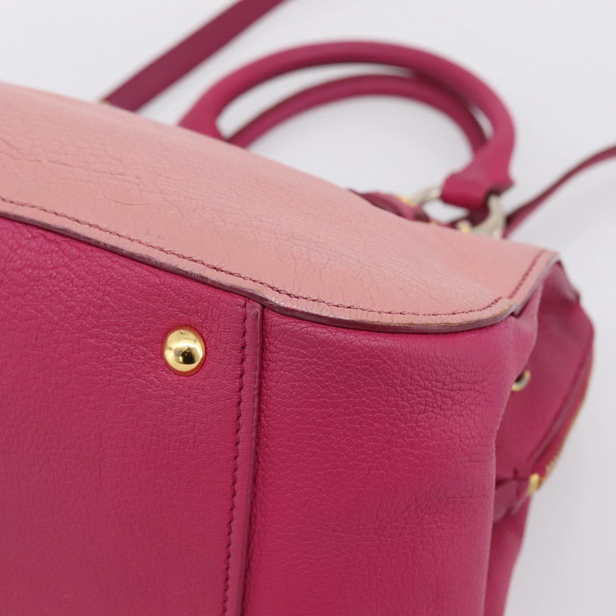 Miu Miu Hand Bag Leather 2way Pink Gold Auth 197469A
