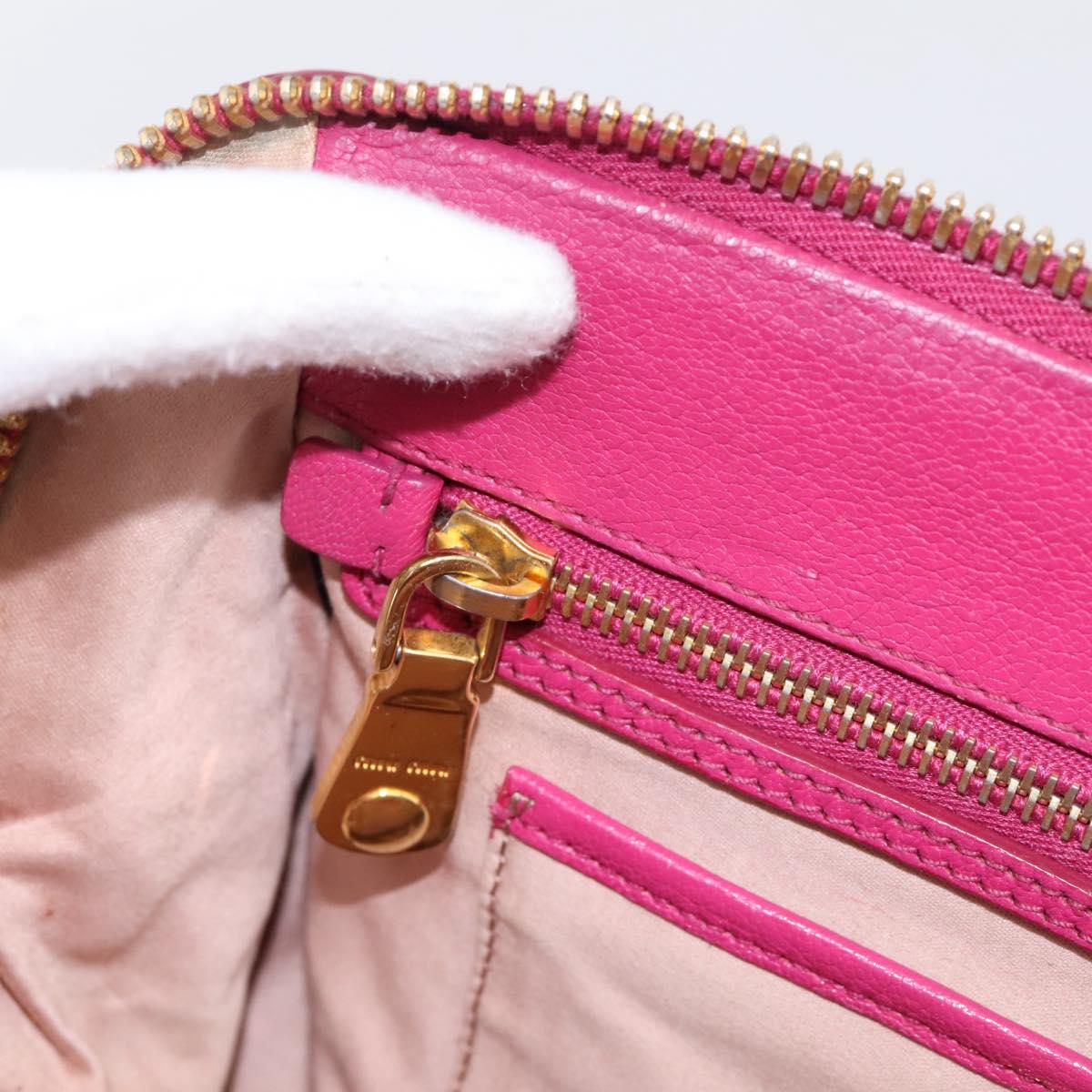 Miu Miu Hand Bag Leather 2way Pink Gold Auth 197469A