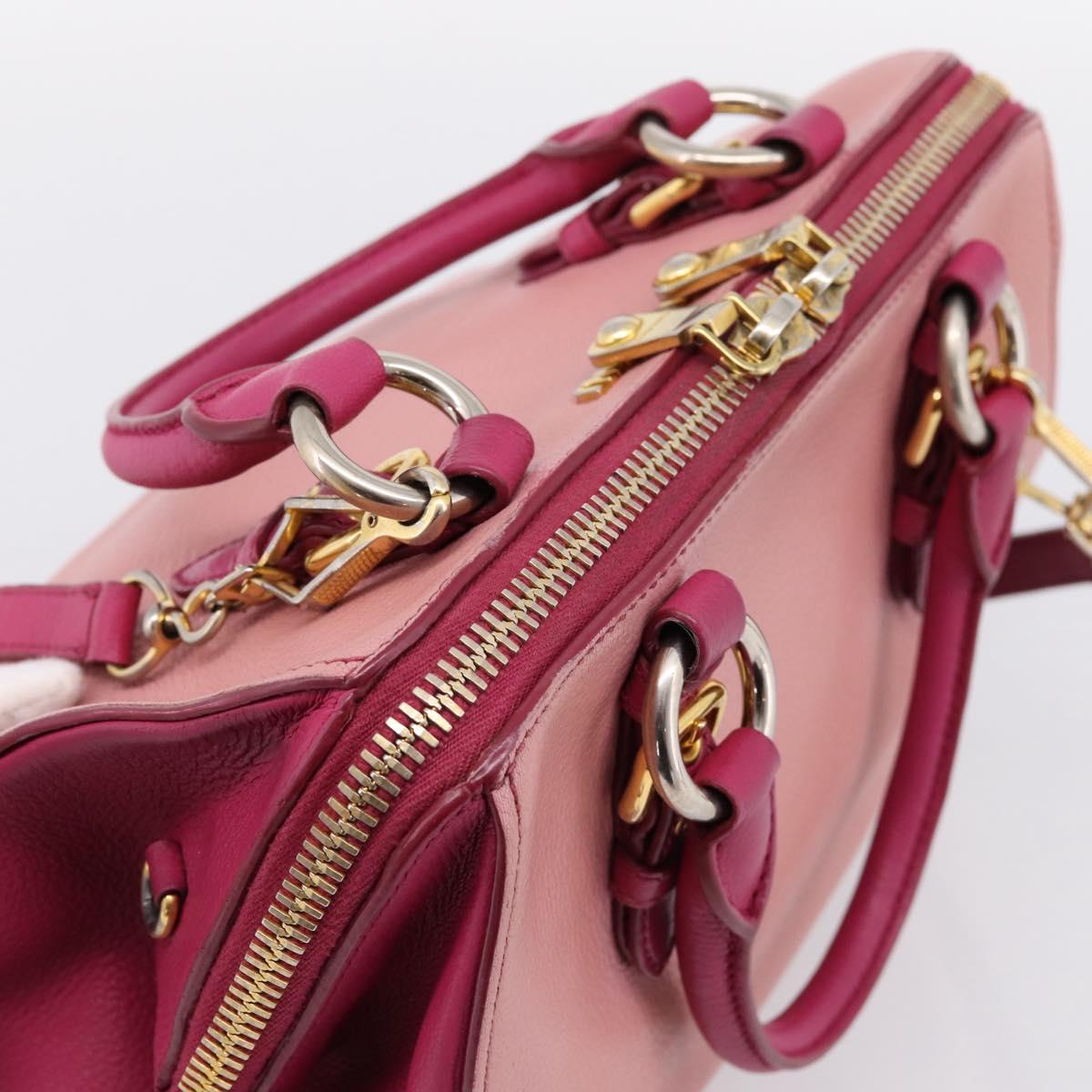 Miu Miu Hand Bag Leather 2way Pink Gold Auth 197469A