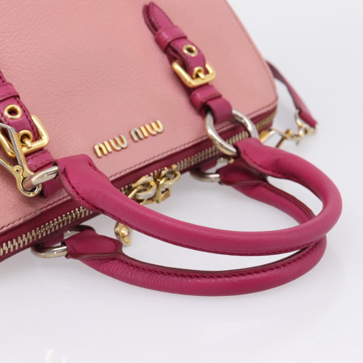 Miu Miu Hand Bag Leather 2way Pink Gold Auth 197469A