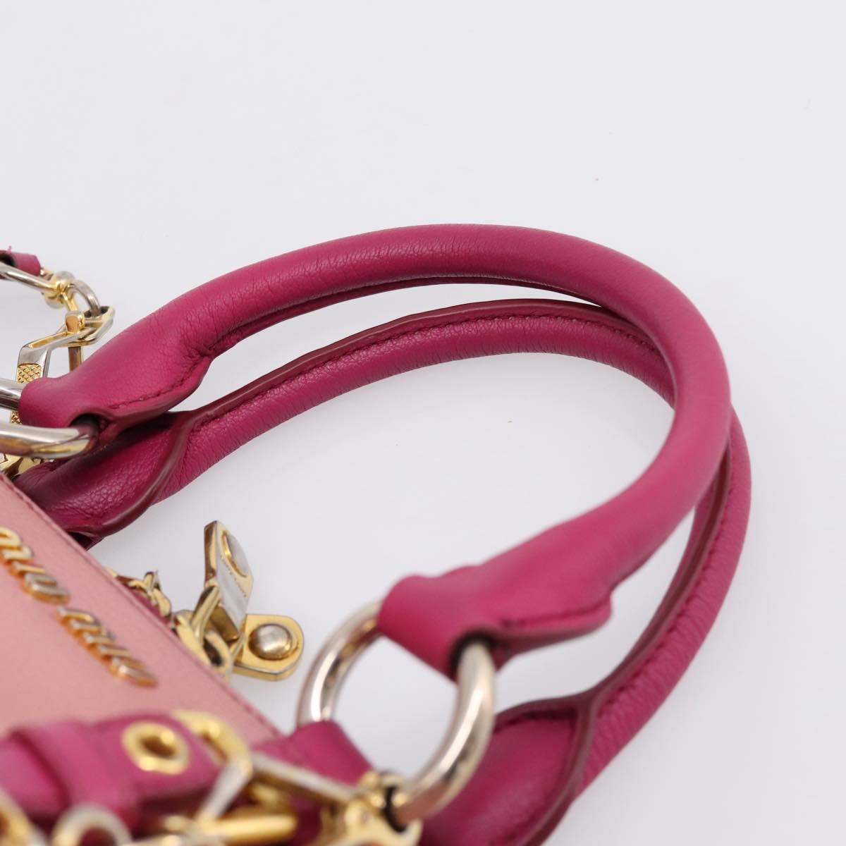 Miu Miu Hand Bag Leather 2way Pink Gold Auth 197469A