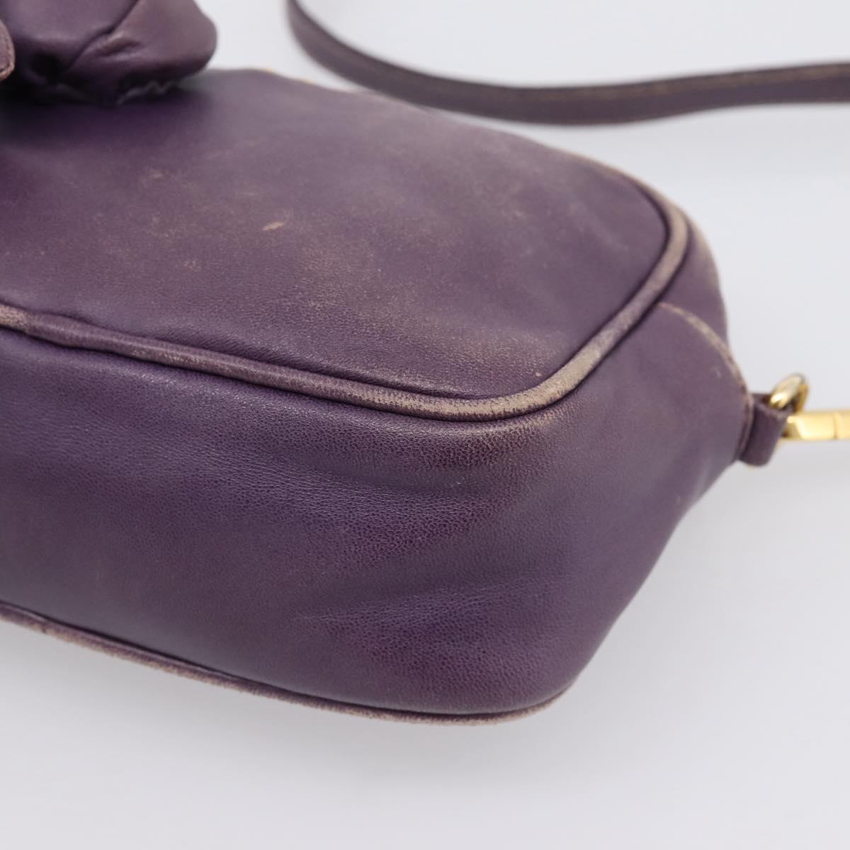 PRADA Shoulder Bag Leather Purple Gold Auth 197470