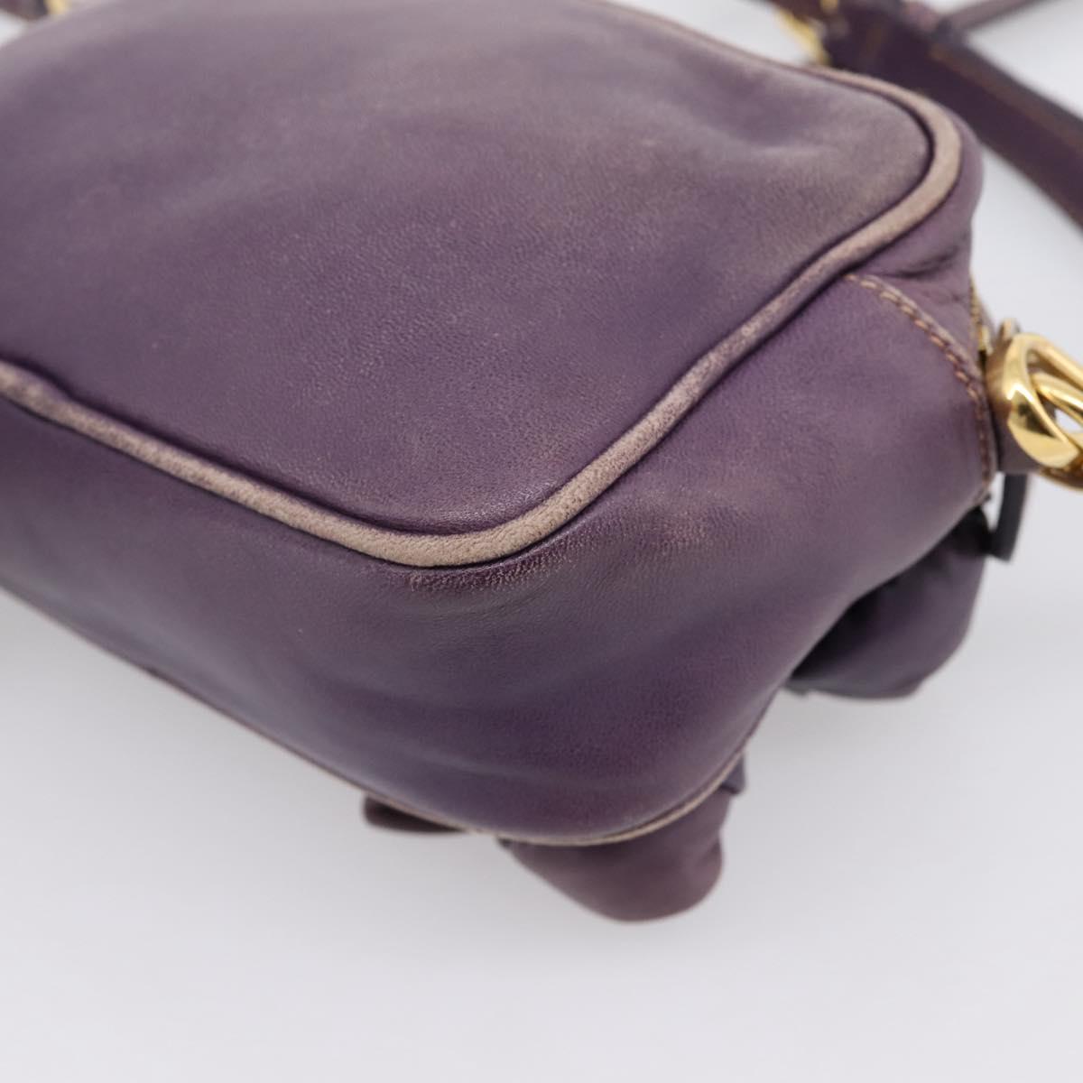 PRADA Shoulder Bag Leather Purple Gold Auth 197470