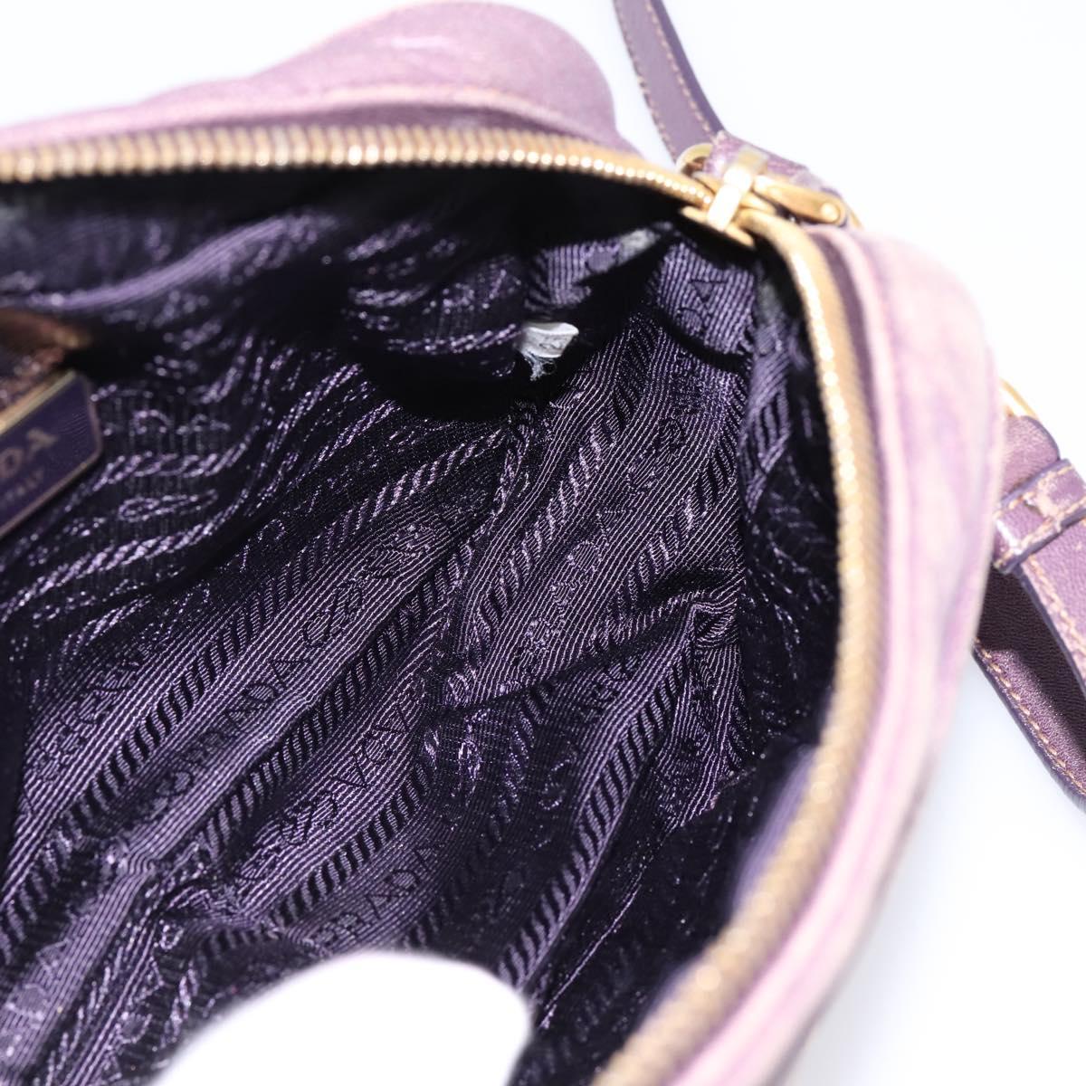 PRADA Shoulder Bag Leather Purple Gold Auth 197470