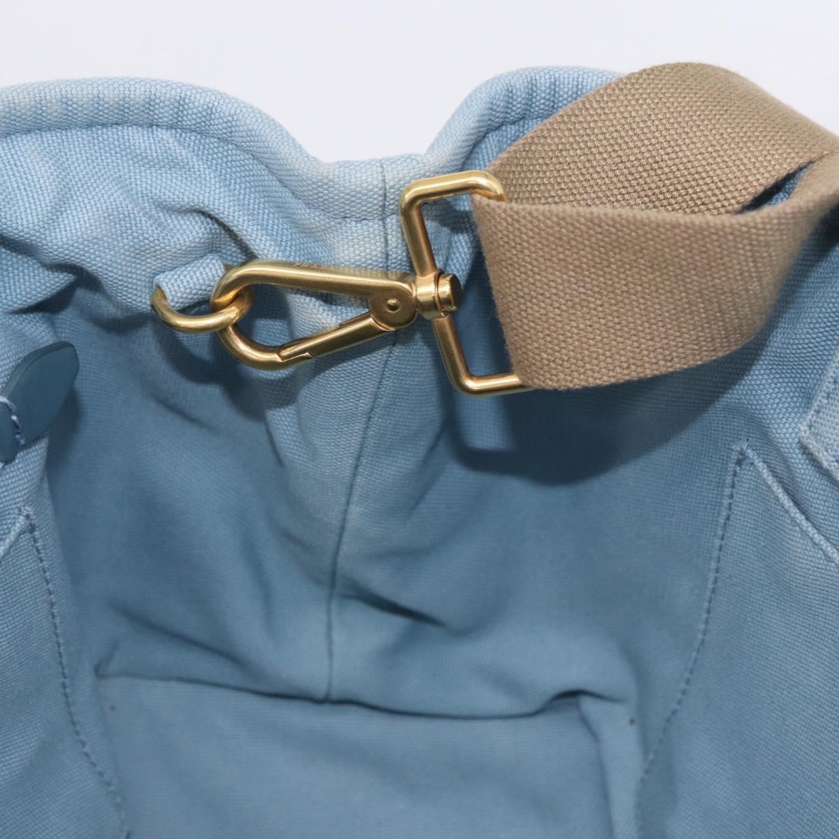 PRADA Hand Bag Straw 2way Light Blue Gold Auth 197472A