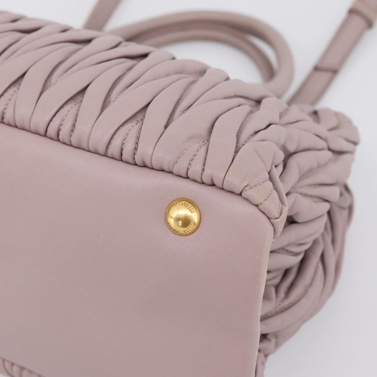 Miu Miu Matelasse Hand Bag Leather 2way Gray Gold Auth 197475A
