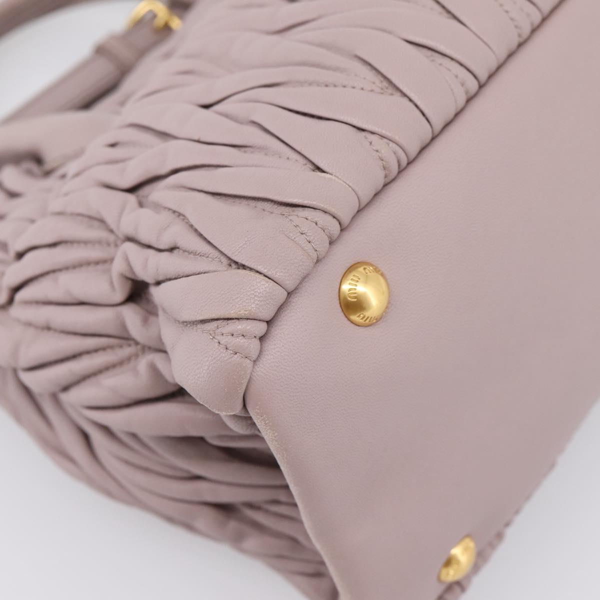 Miu Miu Matelasse Hand Bag Leather 2way Gray Gold Auth 197475A