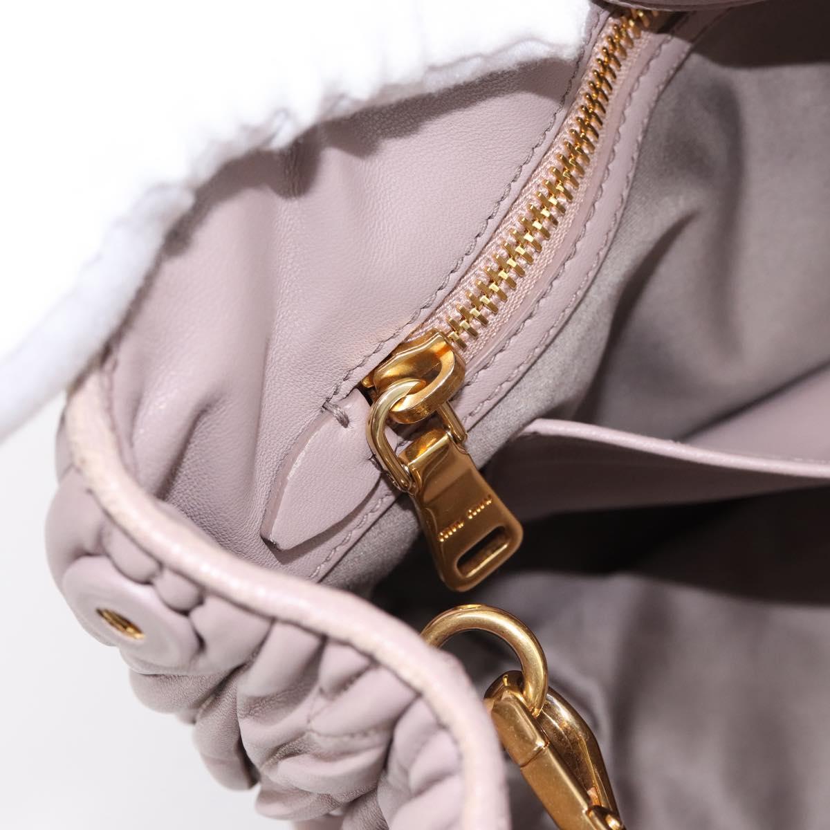 Miu Miu Matelasse Hand Bag Leather 2way Gray Gold Auth 197475A