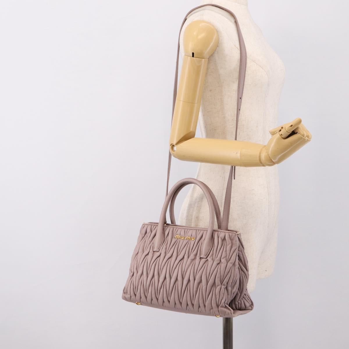 Miu Miu Matelasse Hand Bag Leather 2way Gray Gold Auth 197475A