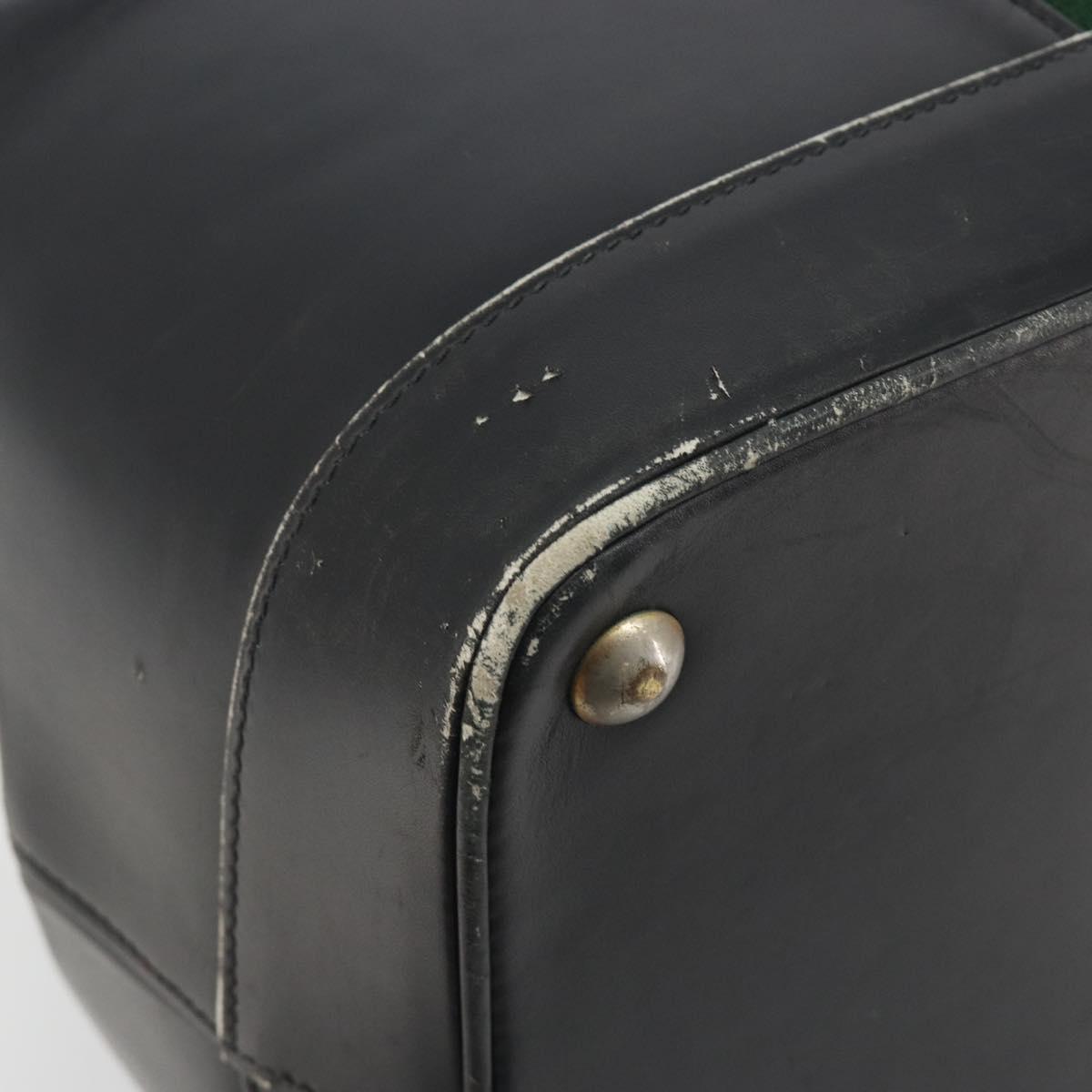 GUCCI Web Sherry Line Boston Bag Leather Black Gold Auth 197480