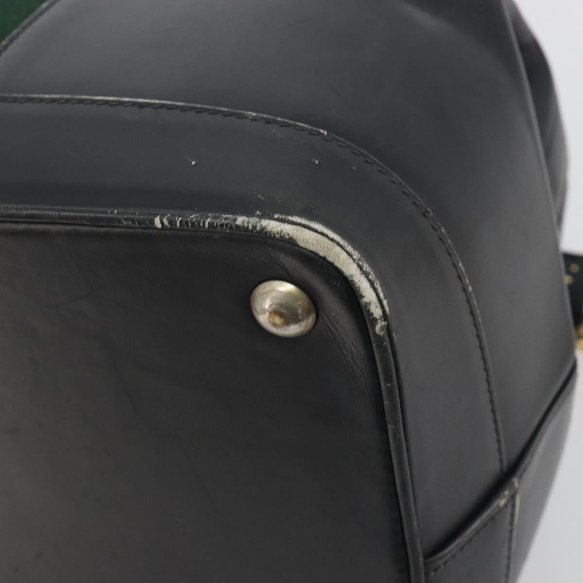 GUCCI Web Sherry Line Boston Bag Leather Black Gold Auth 197480