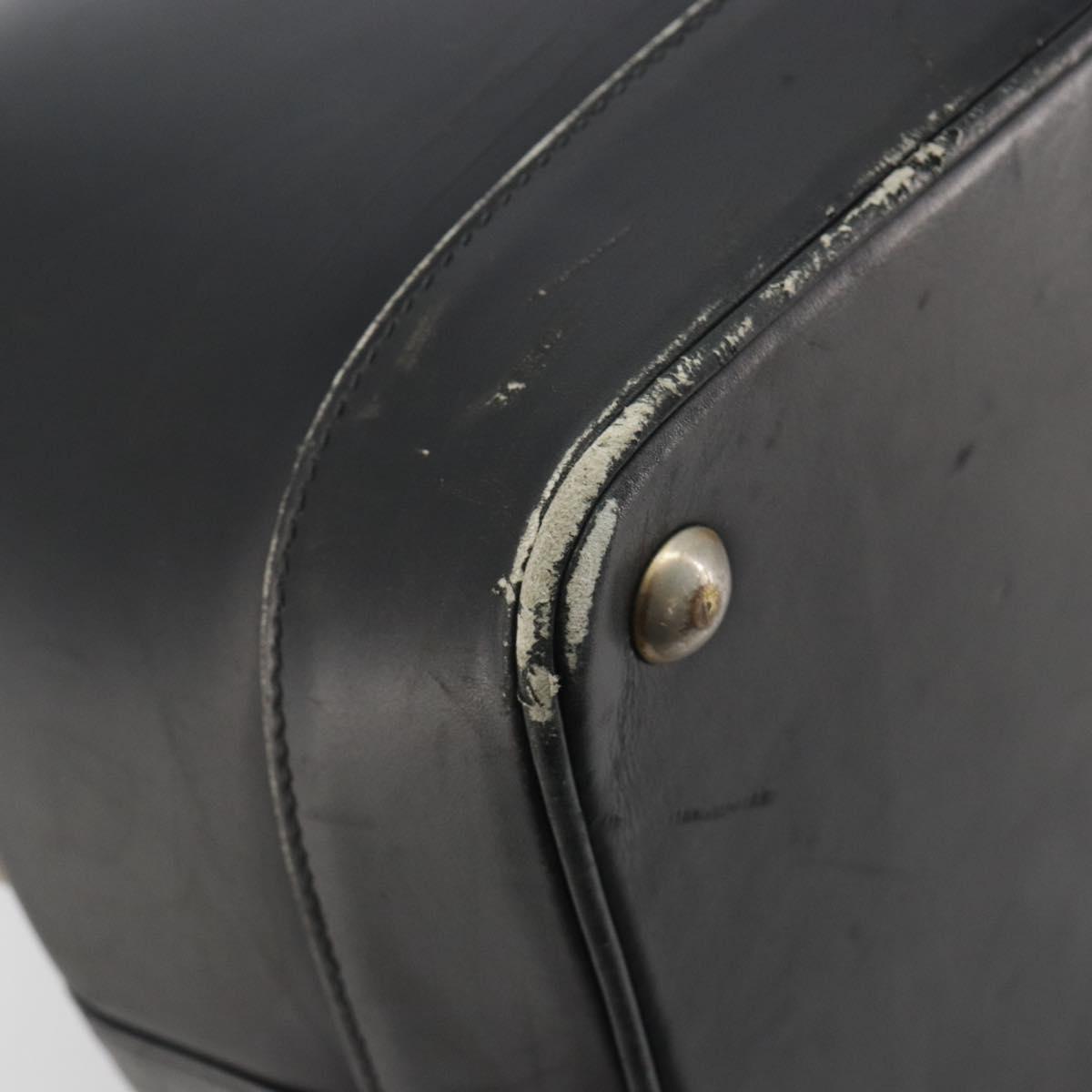 GUCCI Web Sherry Line Boston Bag Leather Black Gold Auth 197480