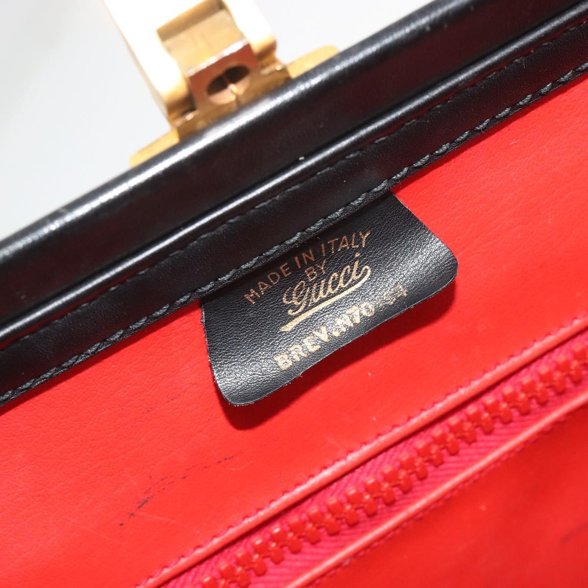 GUCCI Web Sherry Line Boston Bag Leather Black Gold Auth 197480