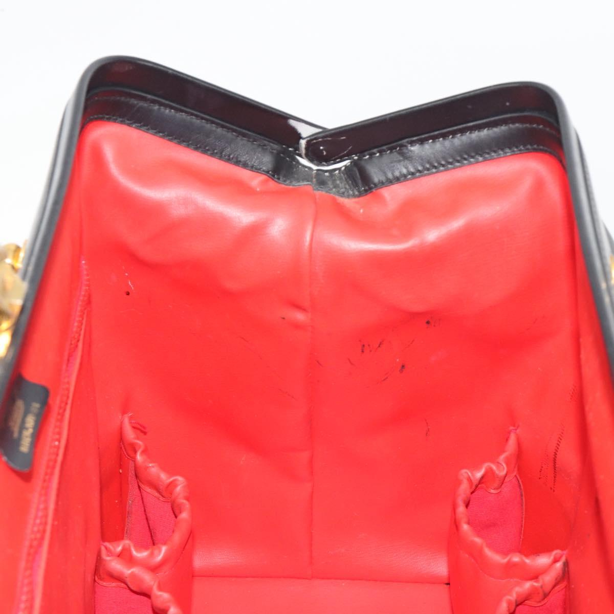 GUCCI Web Sherry Line Boston Bag Leather Black Gold Auth 197480
