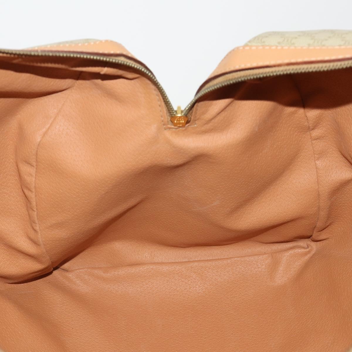 CELINE Macadam Canvas Boston Bag PVC Beige Gold Auth 197482A