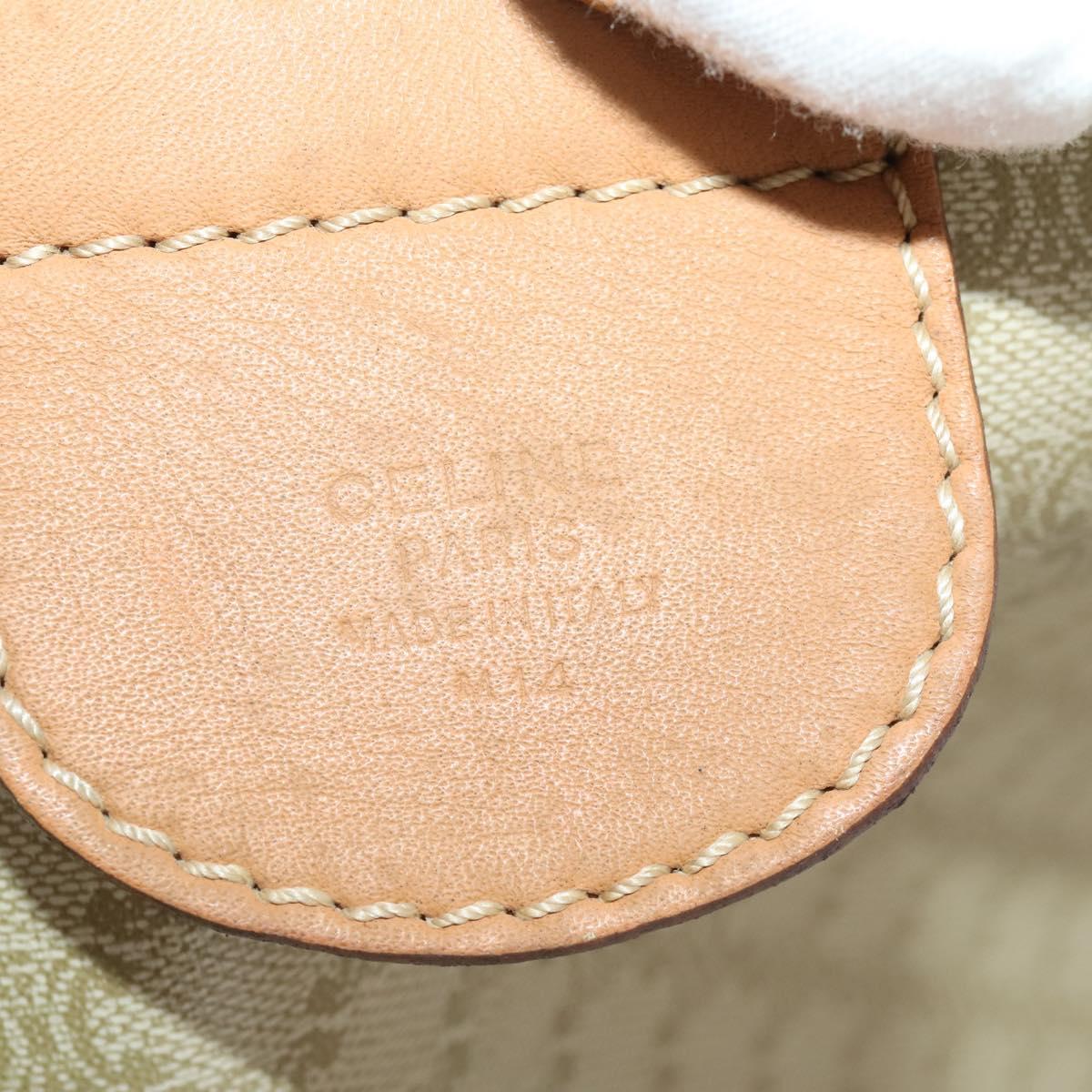 CELINE Macadam Canvas Boston Bag PVC Beige Gold Auth 197482A